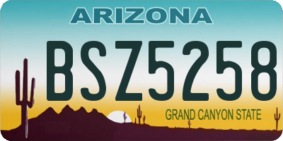 AZ license plate BSZ5258