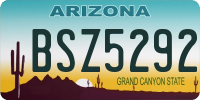 AZ license plate BSZ5292