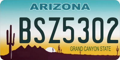 AZ license plate BSZ5302