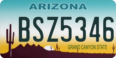 AZ license plate BSZ5346