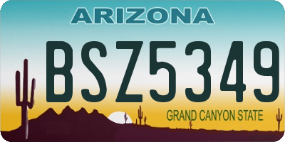 AZ license plate BSZ5349