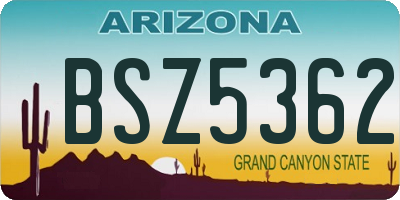 AZ license plate BSZ5362