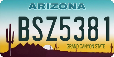 AZ license plate BSZ5381