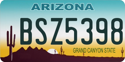 AZ license plate BSZ5398