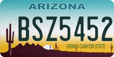 AZ license plate BSZ5452