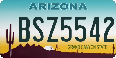 AZ license plate BSZ5542