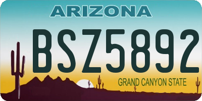 AZ license plate BSZ5892