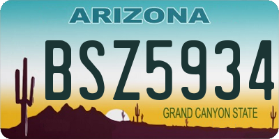 AZ license plate BSZ5934