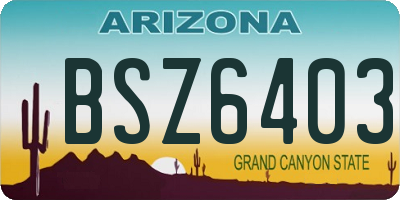 AZ license plate BSZ6403