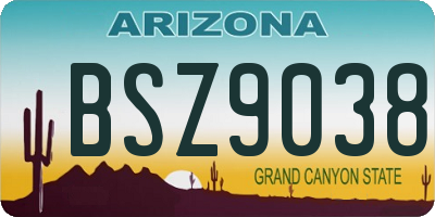 AZ license plate BSZ9038