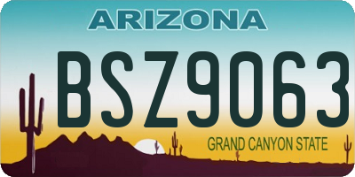 AZ license plate BSZ9063