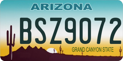 AZ license plate BSZ9072