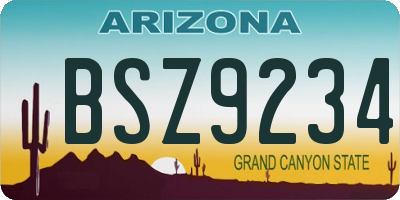 AZ license plate BSZ9234