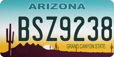 AZ license plate BSZ9238