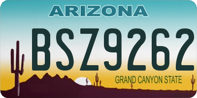 AZ license plate BSZ9262