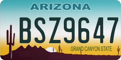 AZ license plate BSZ9647