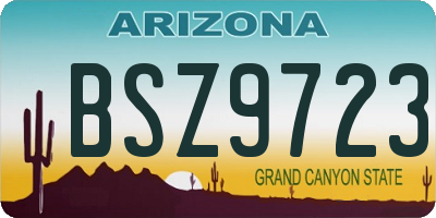 AZ license plate BSZ9723