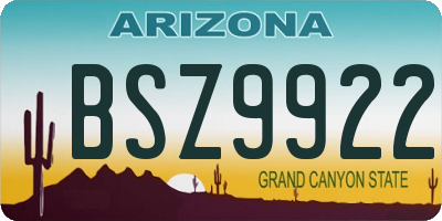 AZ license plate BSZ9922