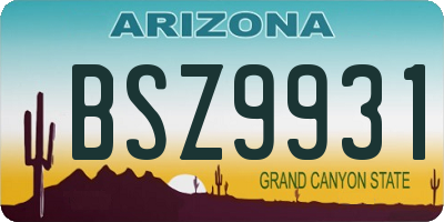 AZ license plate BSZ9931