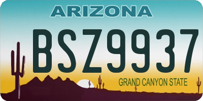 AZ license plate BSZ9937