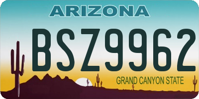 AZ license plate BSZ9962