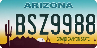 AZ license plate BSZ9988