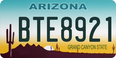 AZ license plate BTE8921