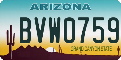 AZ license plate BVW0759