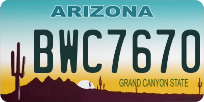 AZ license plate BWC7670