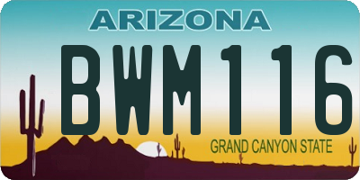 AZ license plate BWM116