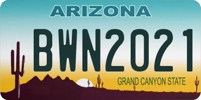 AZ license plate BWN2021