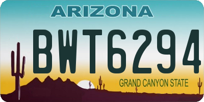 AZ license plate BWT6294