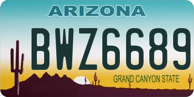 AZ license plate BWZ6689