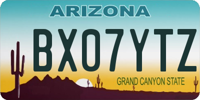 AZ license plate BX07YTZ