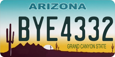 AZ license plate BYE4332