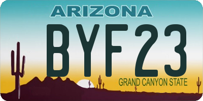 AZ license plate BYF23