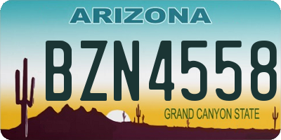 AZ license plate BZN4558