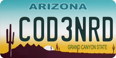 AZ license plate C0D3NRD