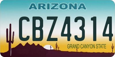 AZ license plate CBZ4314