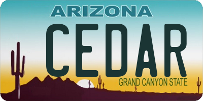 AZ license plate CEDAR