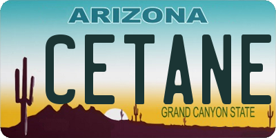 AZ license plate CETANE