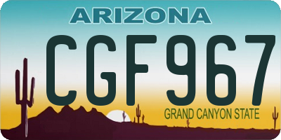 AZ license plate CGF967