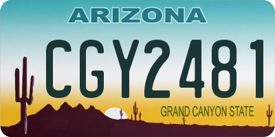 AZ license plate CGY2481