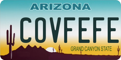 AZ license plate COVFEFE