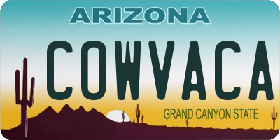 AZ license plate COWVACA