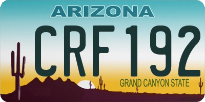 AZ license plate CRF192