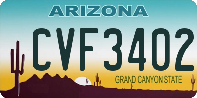 AZ license plate CVF3402