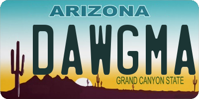 AZ license plate DAWGMA