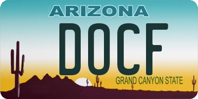 AZ license plate DOCF