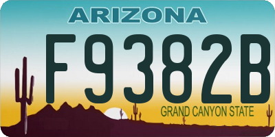 AZ license plate F9382B